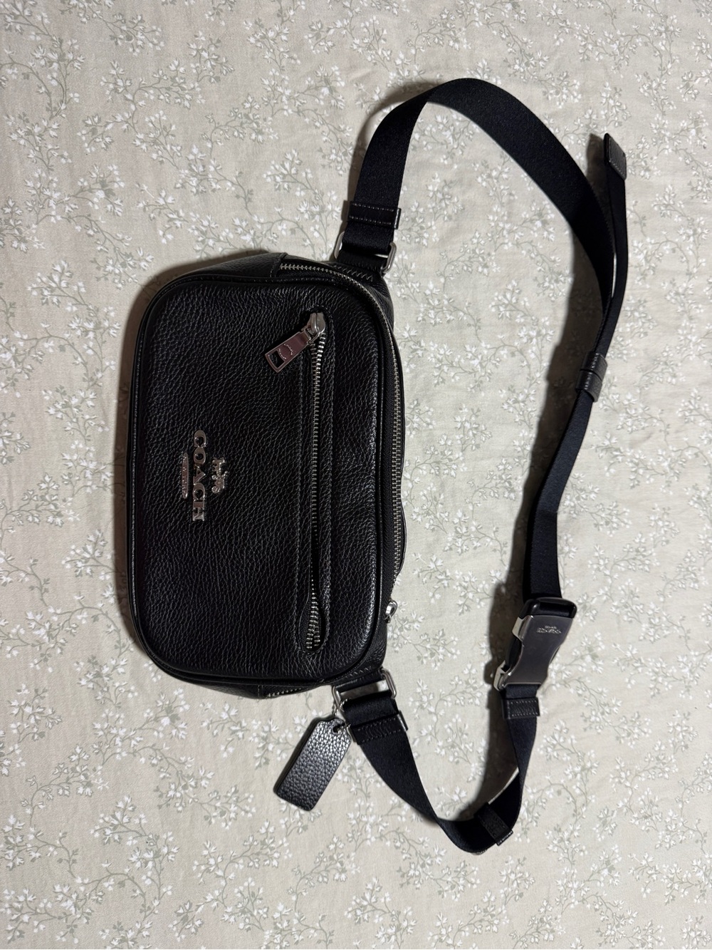 Coach Black Pebbled Leather Belt Bag